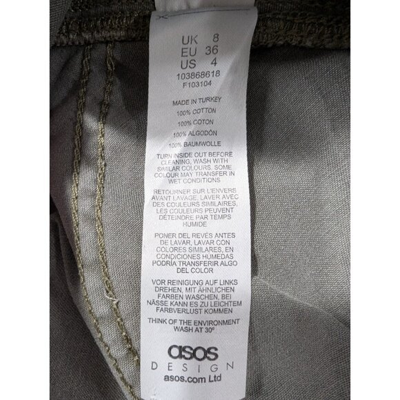 Asos Design Jeans Womens Size 4 Gren High Rise Wide Leg Raw Hem Cuff 100% Cotton - Picture 13 of 13